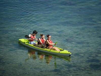 Lifejackets in a Lime Canoe