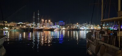 Kos Harbour at night